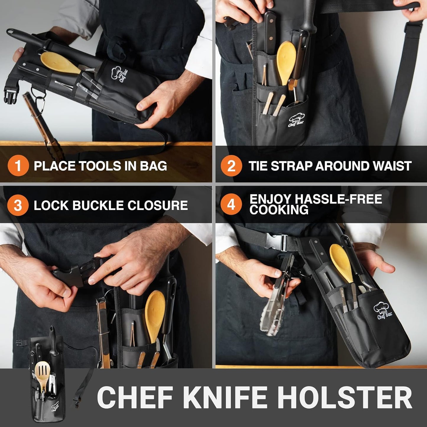 Chef Sac Knife Holster | Knife Scabbard | Chef Knife Belt Holder | Chef Tools Belt Knife Holster | Professional Chef Knife Case | Place Knives with Sheaths