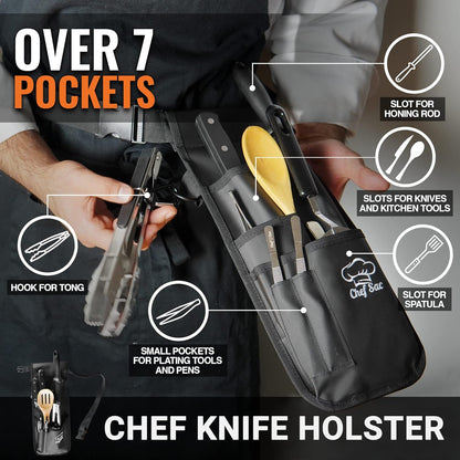 Chef Sac Knife Holster | Knife Scabbard | Chef Knife Belt Holder | Chef Tools Belt Knife Holster | Professional Chef Knife Case | Place Knives with Sheaths