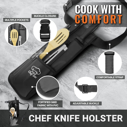 Chef Sac Knife Holster | Knife Scabbard | Chef Knife Belt Holder | Chef Tools Belt Knife Holster | Professional Chef Knife Case | Place Knives with Sheaths