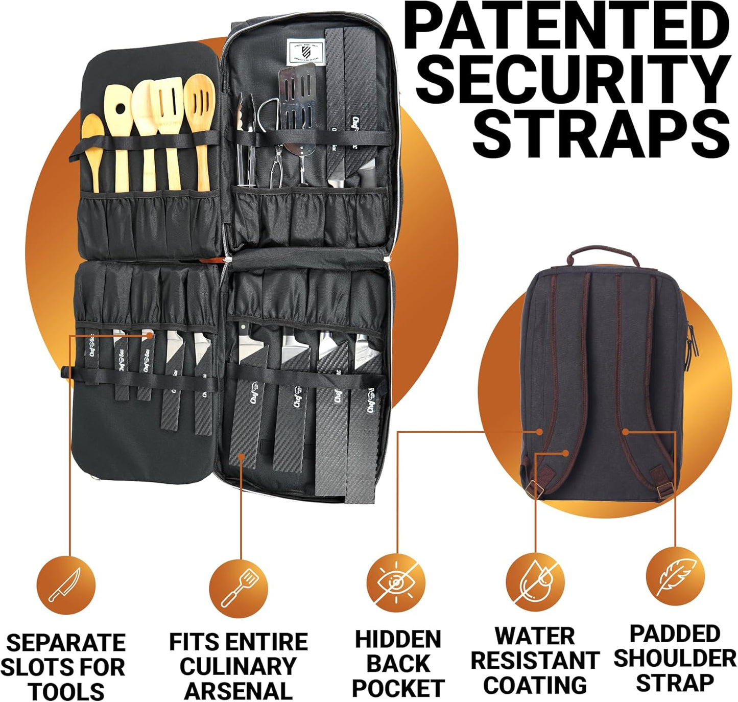 Chef Knife Bag Retro Backpack | 20+ Slots for Knives & Chef Tools | Sturdy Knife Bags For Chefs & Culinary Work