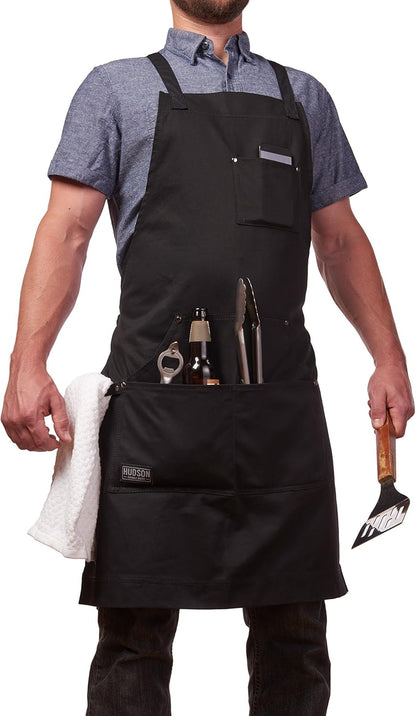 Hudson Durable Goods - Professional Grade Chef Apron for Kitchen, BBQ & Grill